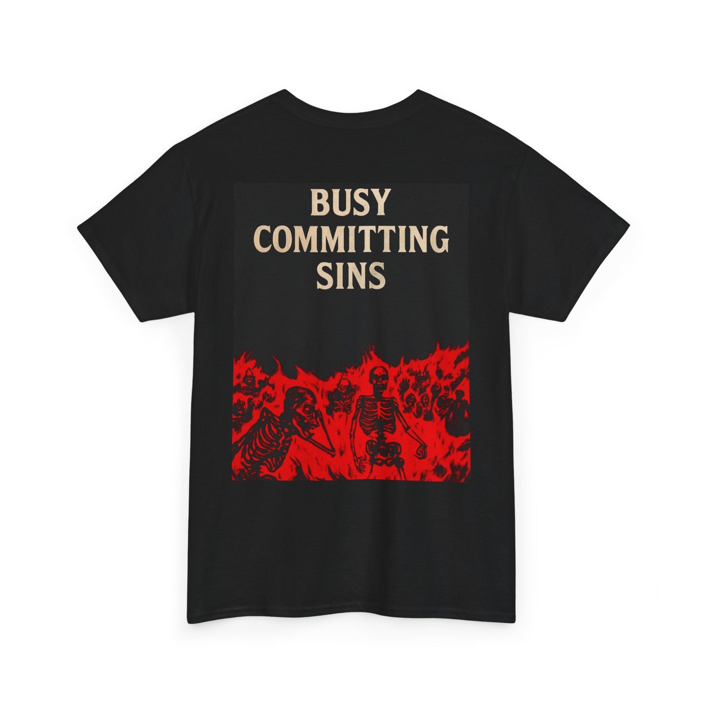 Edgy Unisex Heavy Cotton Tee - Busy Committing Sins, Graphic T-Shirt, Casual Outfits, Statement Fashion, Gift for Rebels, Alternative Style