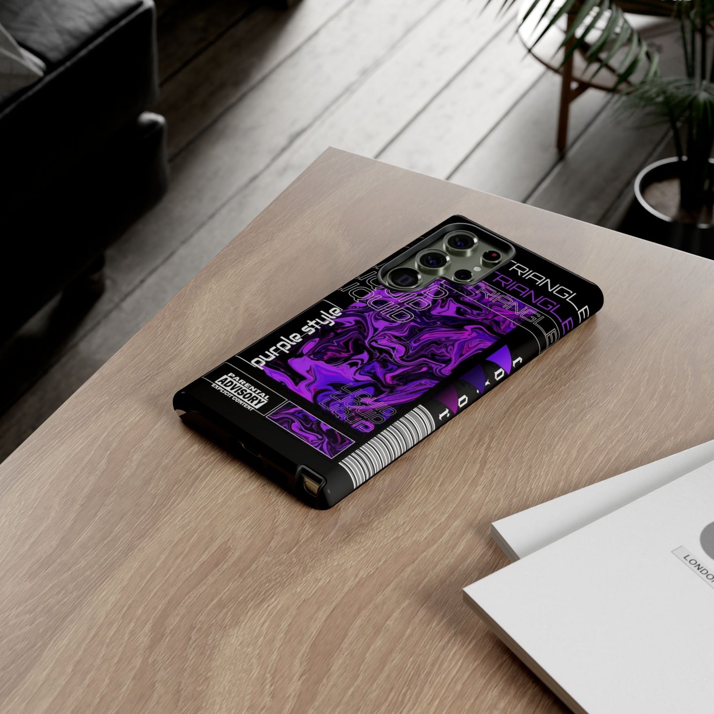 Abstract Purple Liquid Phone Case, Tough Phone Cover, Trendy Phone Accessory, Unique Gift for Tech Lovers, Modern Design for All Occasions