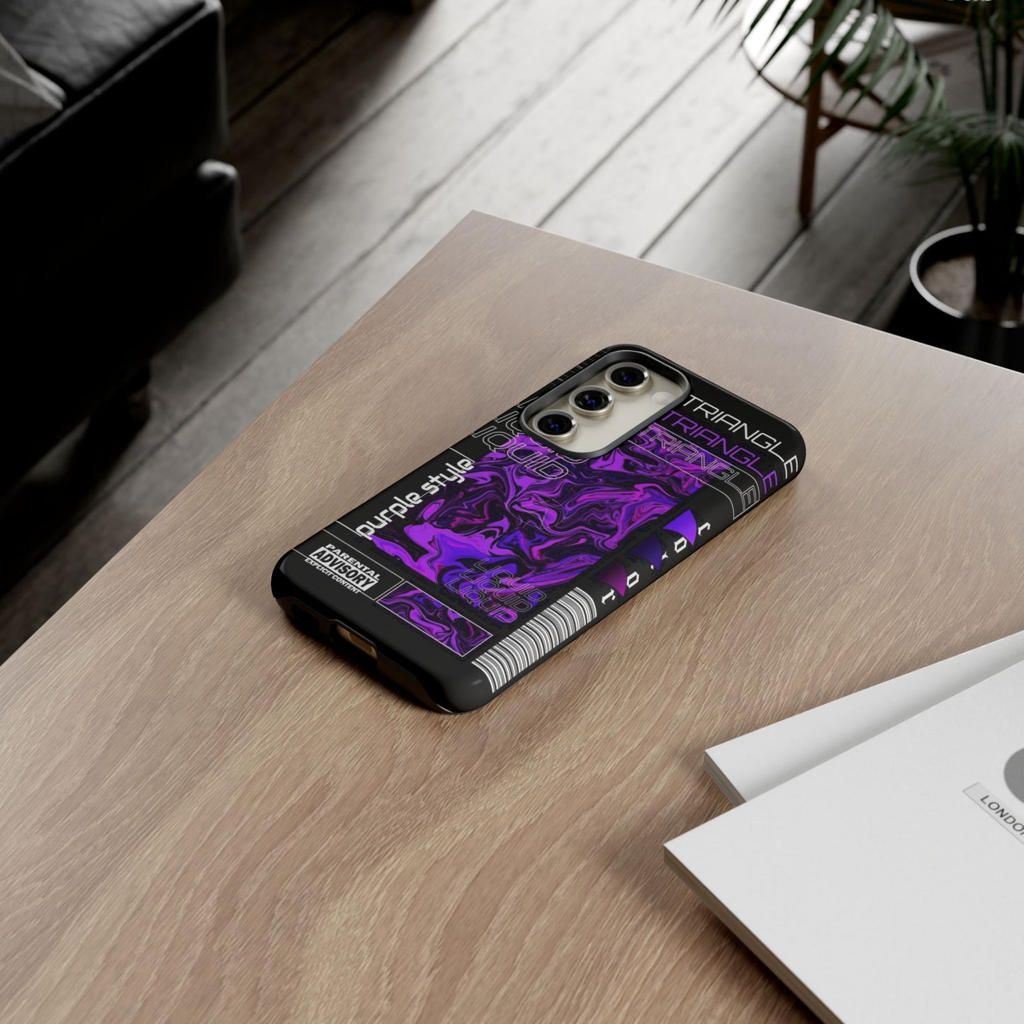 Abstract Purple Liquid Phone Case, Tough Phone Cover, Trendy Phone Accessory, Unique Gift for Tech Lovers, Modern Design for All Occasions