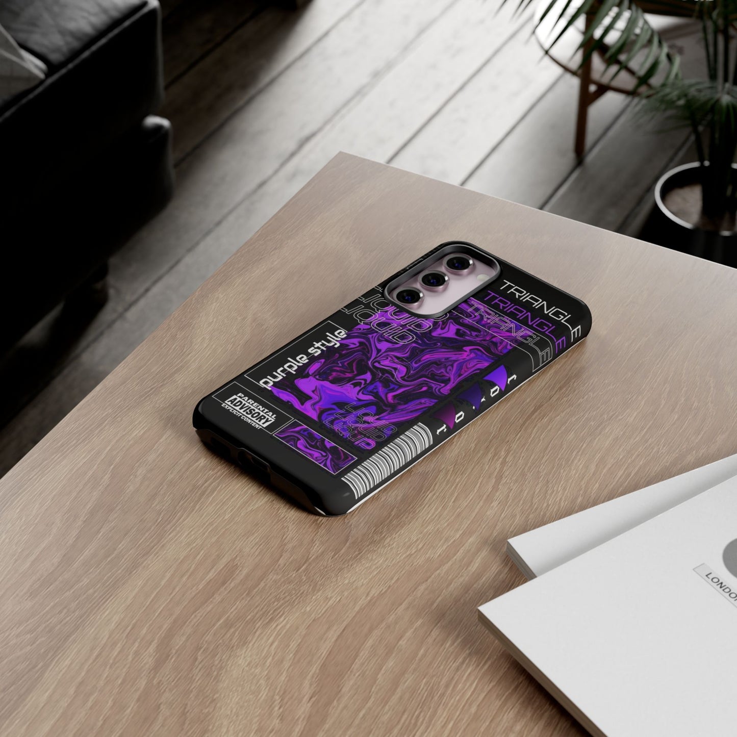 Abstract Purple Liquid Phone Case, Tough Phone Cover, Trendy Phone Accessory, Unique Gift for Tech Lovers, Modern Design for All Occasions
