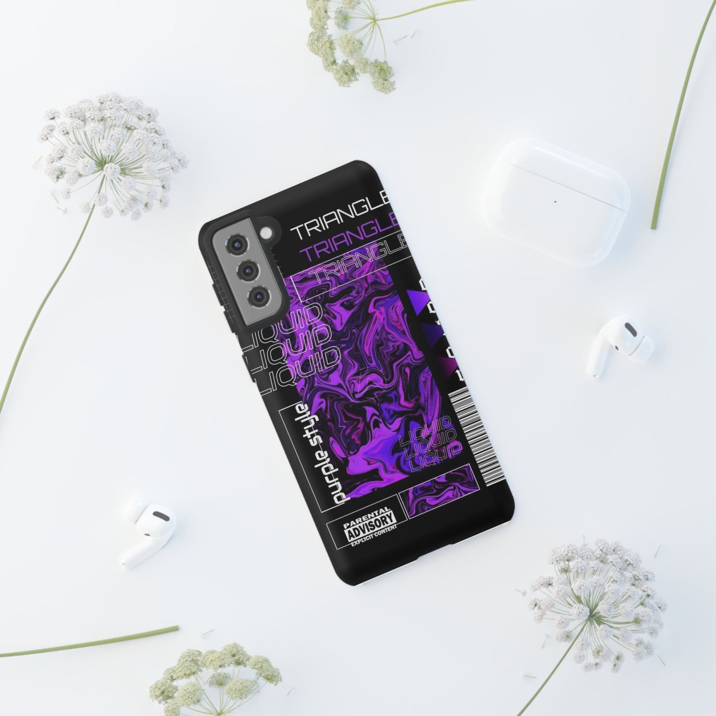 Abstract Purple Liquid Phone Case, Tough Phone Cover, Trendy Phone Accessory, Unique Gift for Tech Lovers, Modern Design for All Occasions