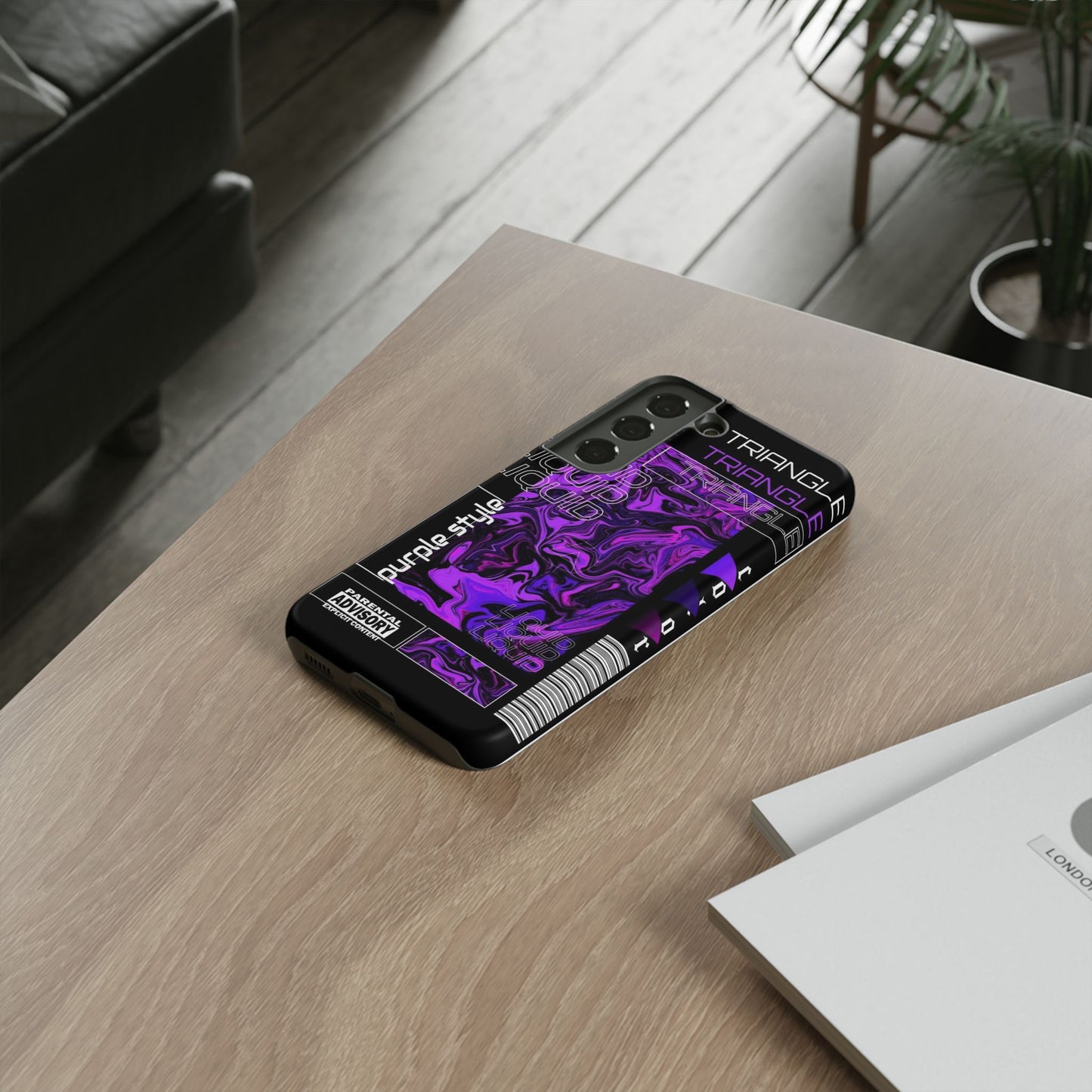 Abstract Purple Liquid Phone Case, Tough Phone Cover, Trendy Phone Accessory, Unique Gift for Tech Lovers, Modern Design for All Occasions
