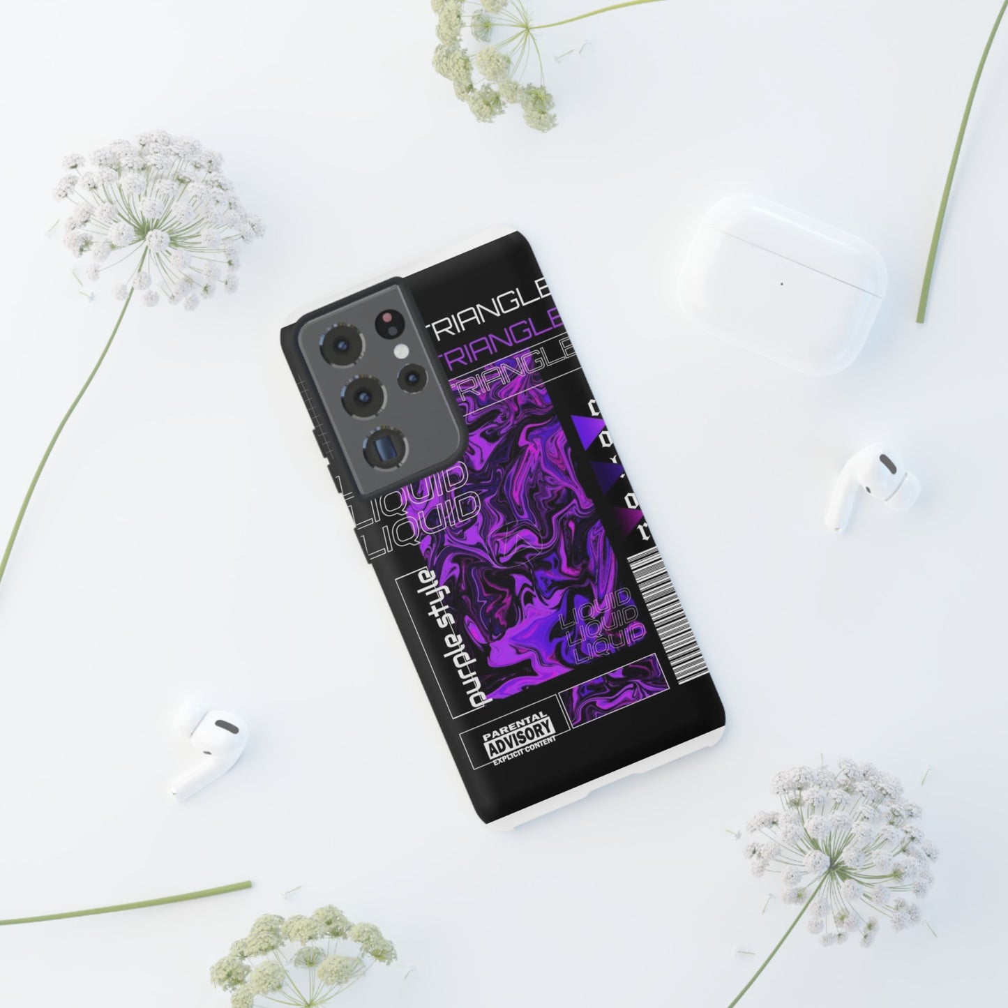 Abstract Purple Liquid Phone Case, Tough Phone Cover, Trendy Phone Accessory, Unique Gift for Tech Lovers, Modern Design for All Occasions