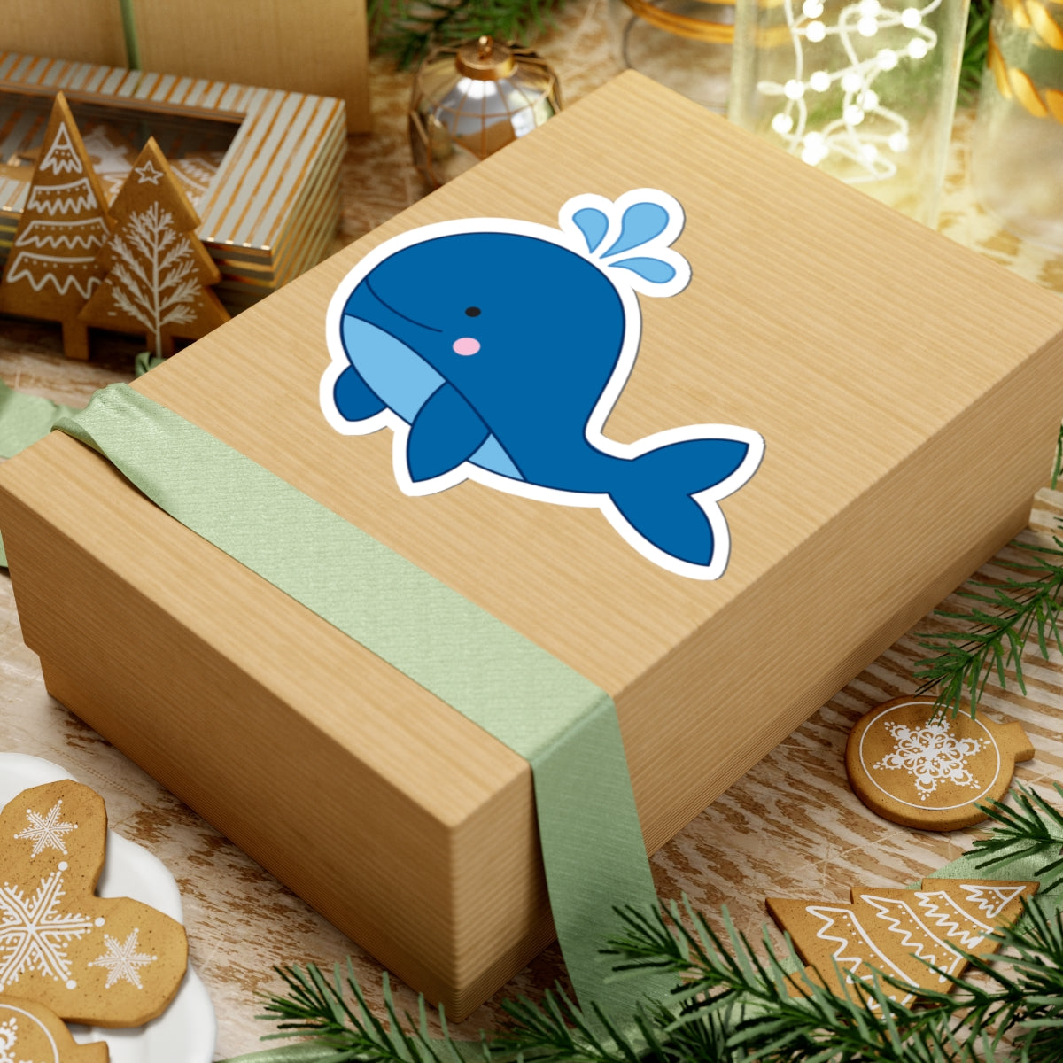 Cute Whale Kiss-Cut Stickers, Ocean Theme Décor, Laptop Decals, Planner Accessories, Gift for Sea Lovers, Fun Wall Art