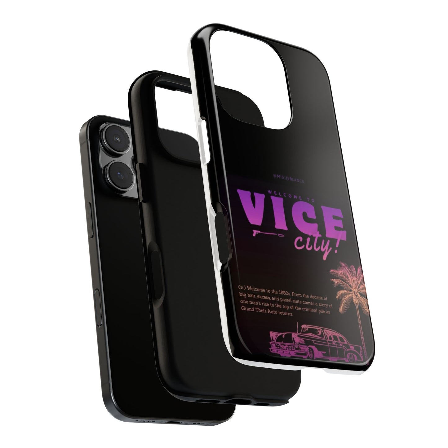 Vice City Tough Case for Phone, Vintage Car Design, Retro Gift, Phone Accessory, Stylish Protection