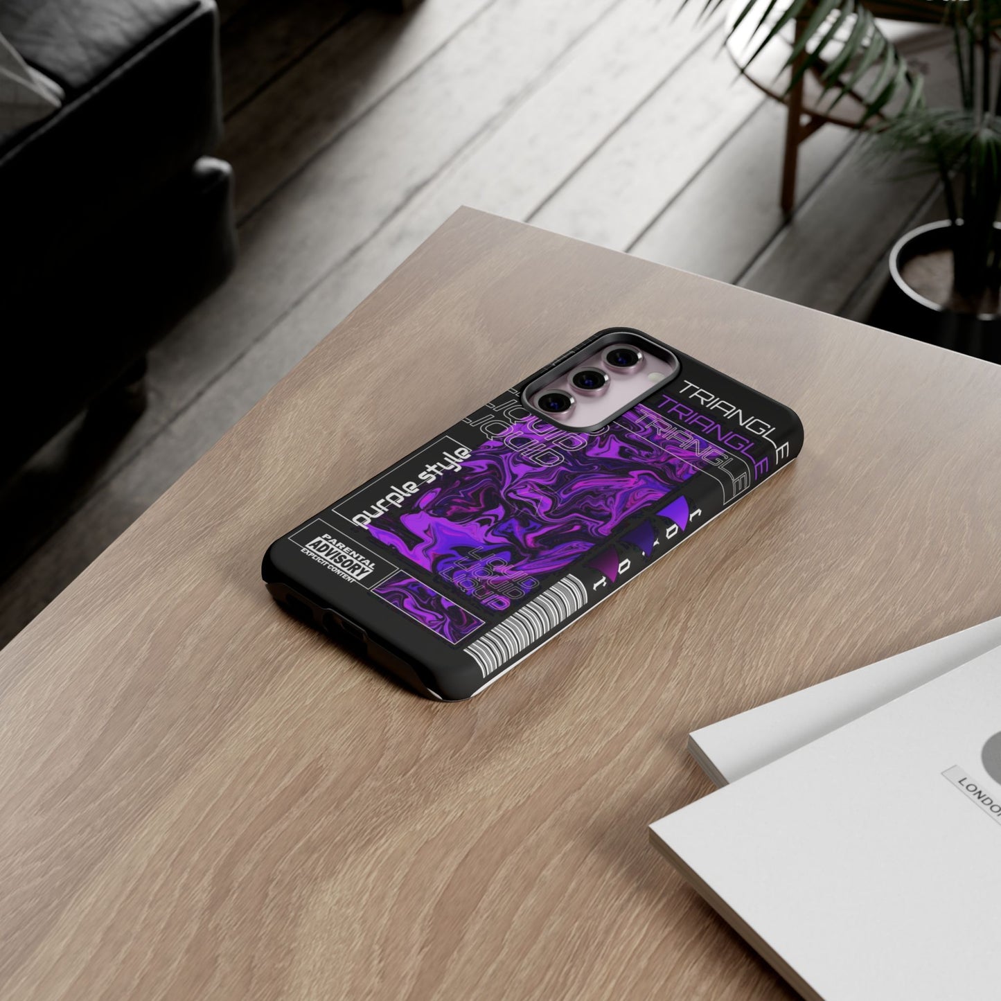 Abstract Purple Liquid Phone Case, Tough Phone Cover, Trendy Phone Accessory, Unique Gift for Tech Lovers, Modern Design for All Occasions