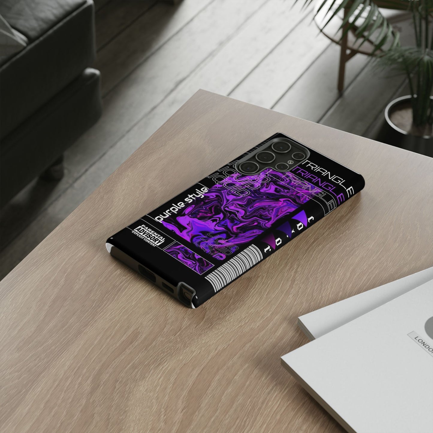 Abstract Purple Liquid Phone Case, Tough Phone Cover, Trendy Phone Accessory, Unique Gift for Tech Lovers, Modern Design for All Occasions