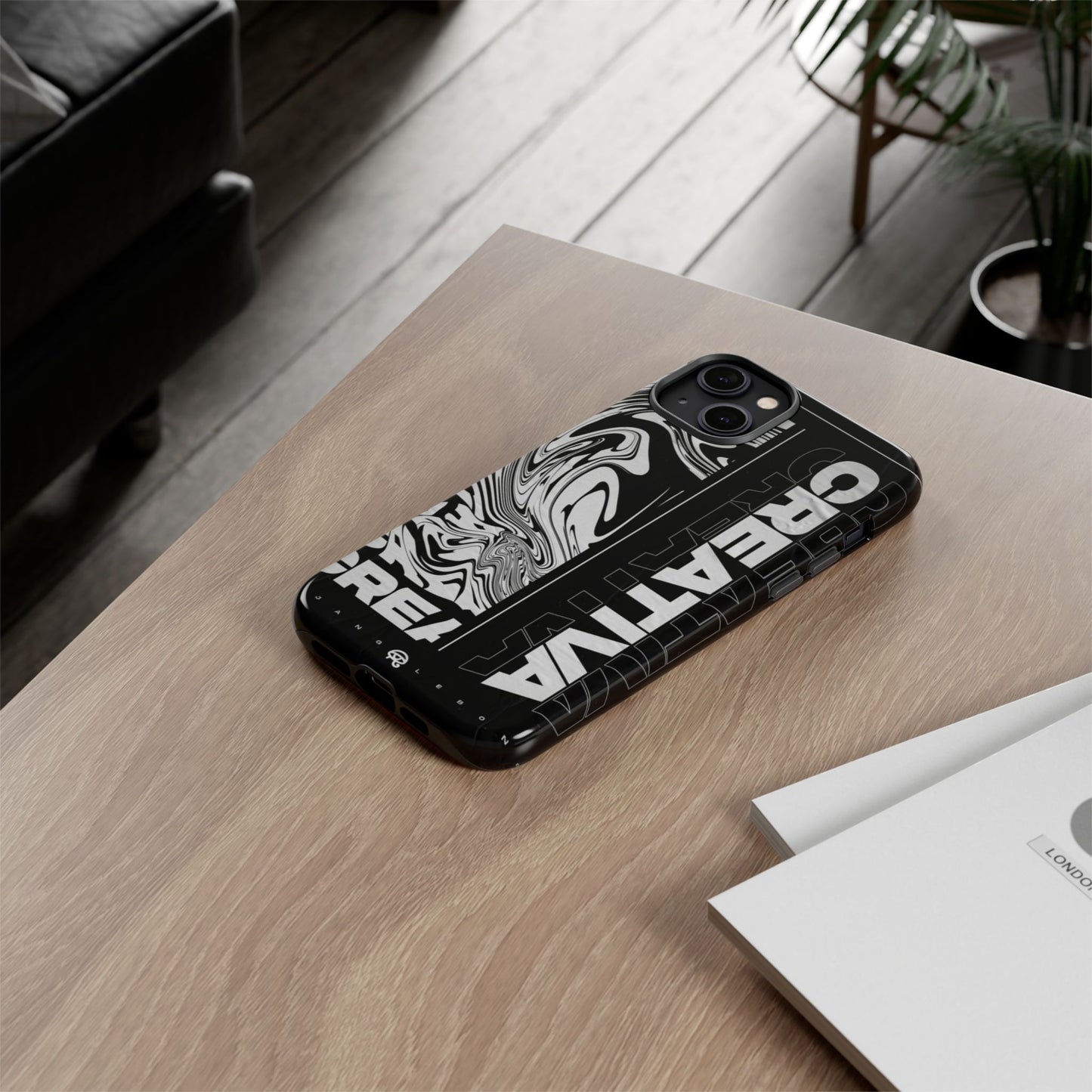 Bold Creative Phone Case, Stylish Black Marble Art, Tough Phone Cover, Gift for Artists, Unique Smartphone Protector