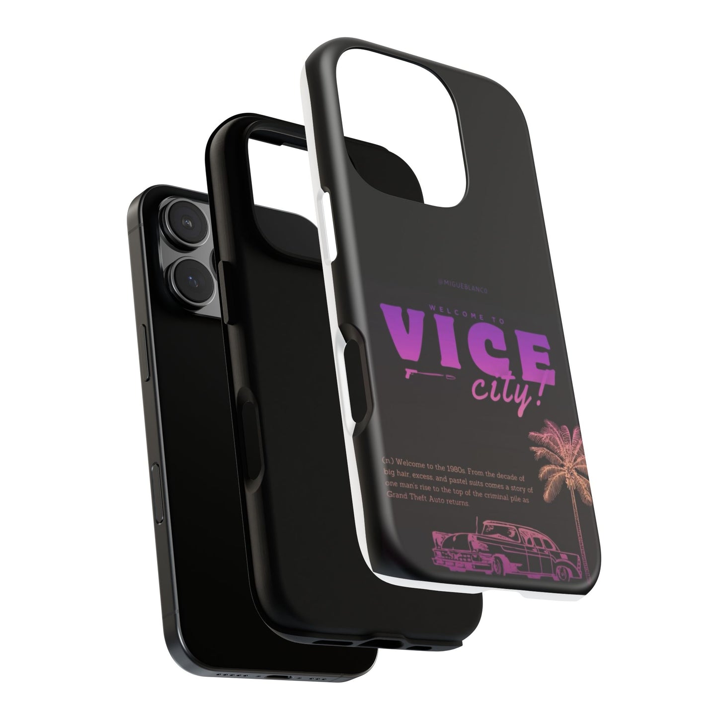 Vice City Tough Case for Phone, Vintage Car Design, Retro Gift, Phone Accessory, Stylish Protection