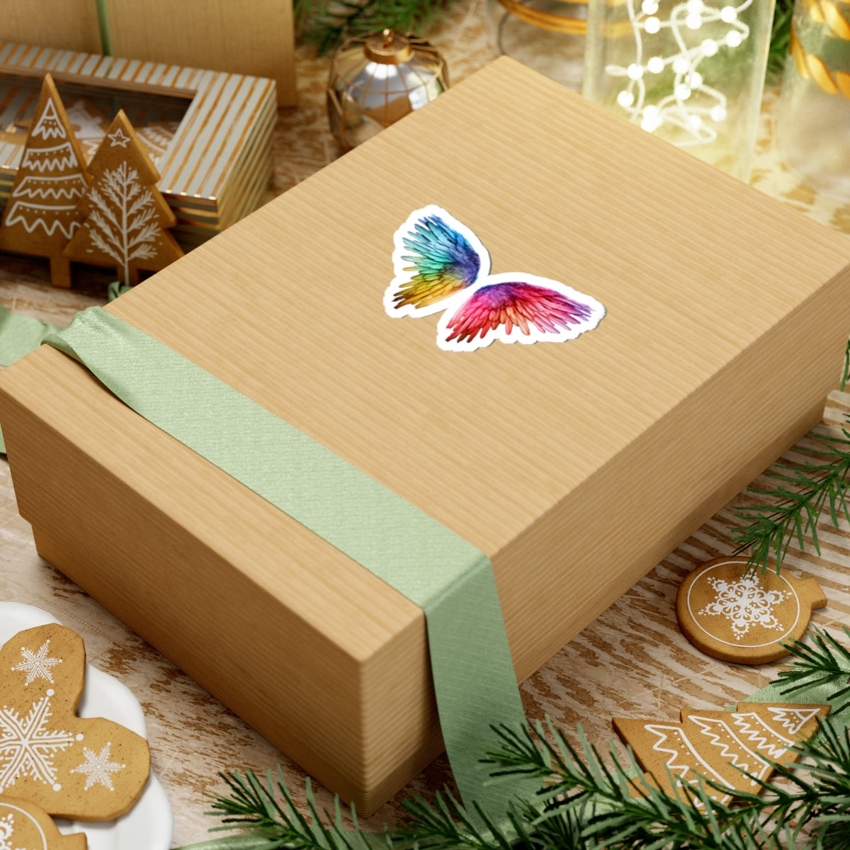 Rainbow Wings Kiss-Cut Stickers | Colorful Angel Wing Decals for Laptops, Water Bottles, Journals, Gifts, Party Favors