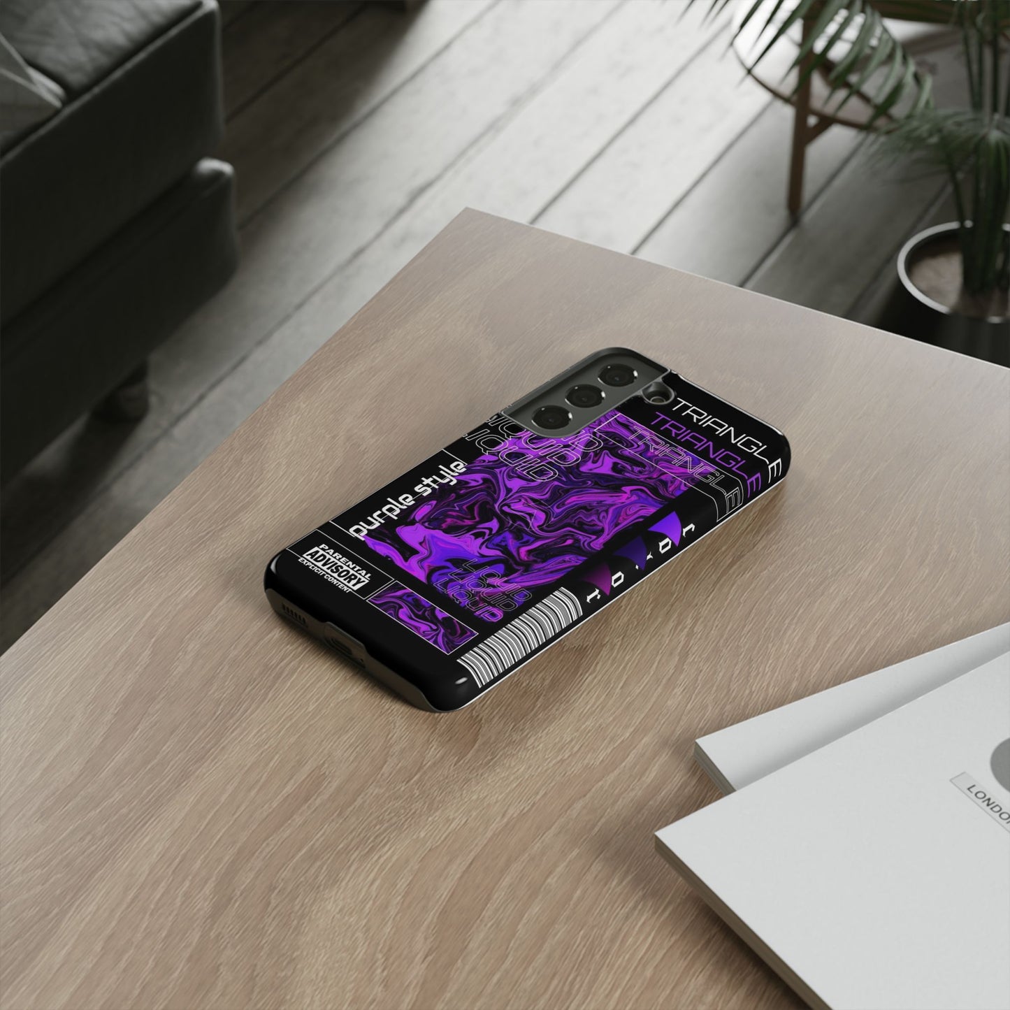Abstract Purple Liquid Phone Case, Tough Phone Cover, Trendy Phone Accessory, Unique Gift for Tech Lovers, Modern Design for All Occasions