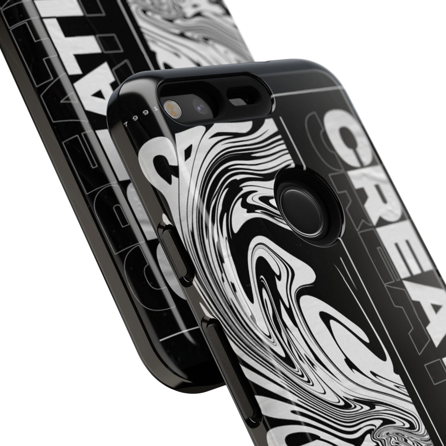 Bold Creative Phone Case, Stylish Black Marble Art, Tough Phone Cover, Gift for Artists, Unique Smartphone Protector
