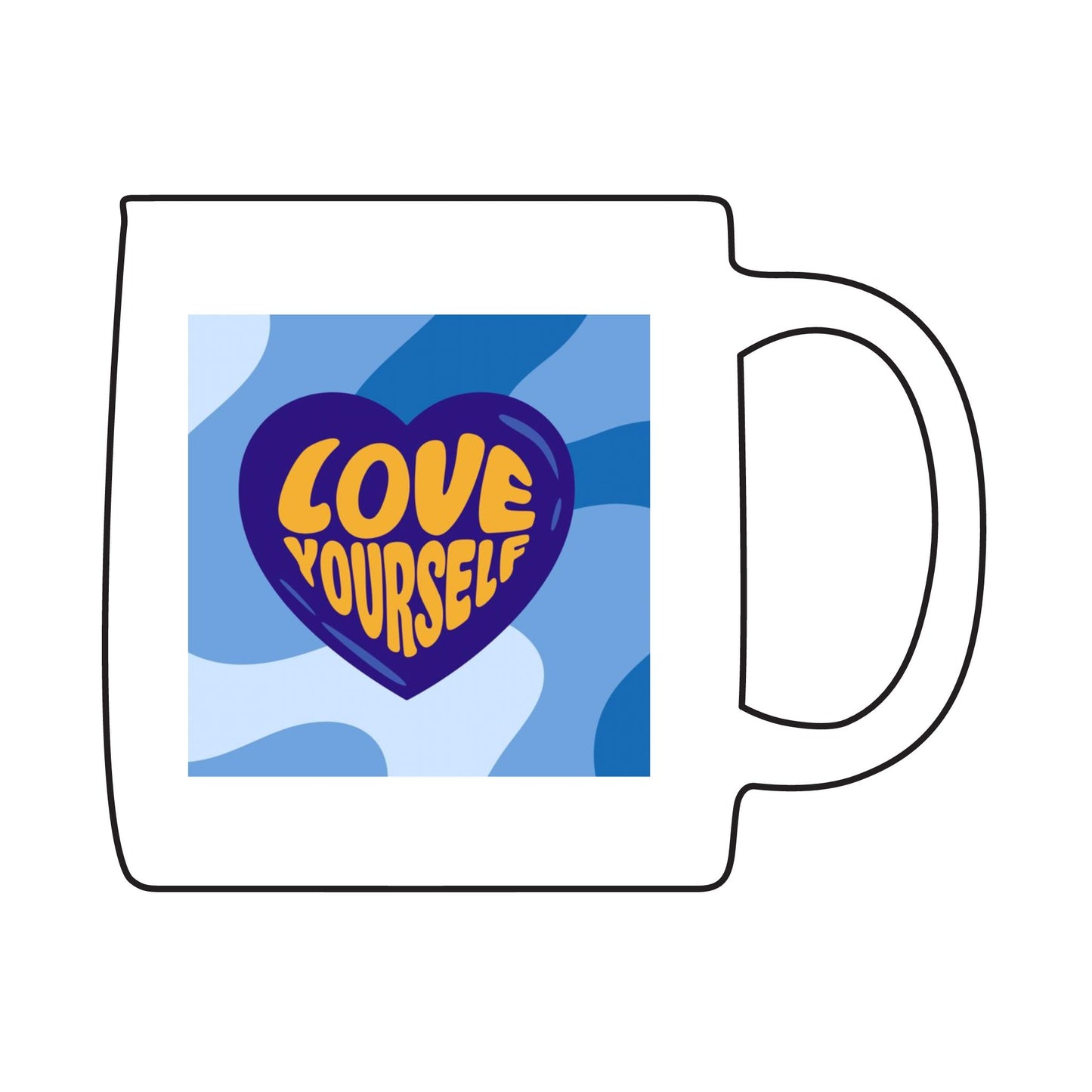 Love Yourself Glass Coffee Mug - Motivational Heart Design, Perfect Gift for Self-Care, Birthdays, Inspirational Coffee Cup