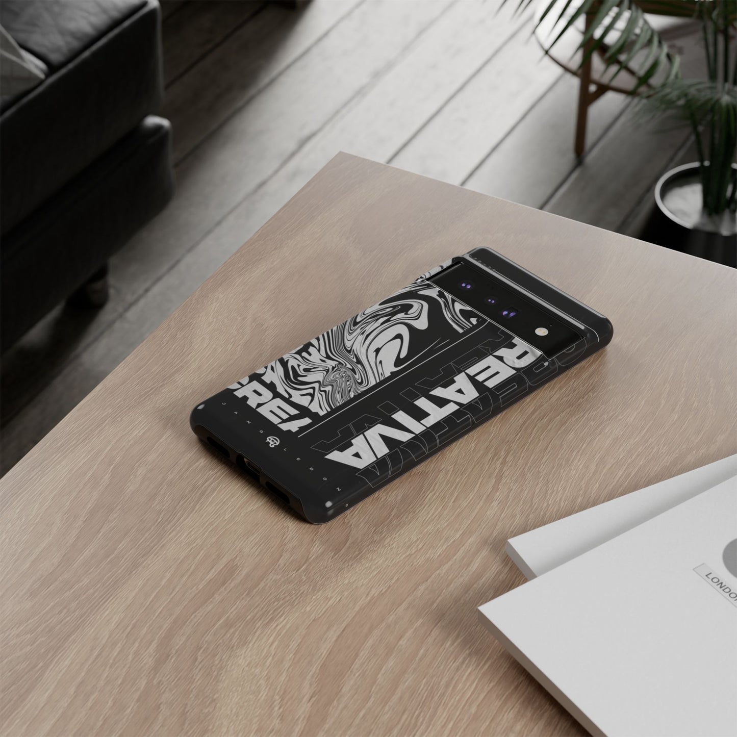 Bold Creative Phone Case, Stylish Black Marble Art, Tough Phone Cover, Gift for Artists, Unique Smartphone Protector