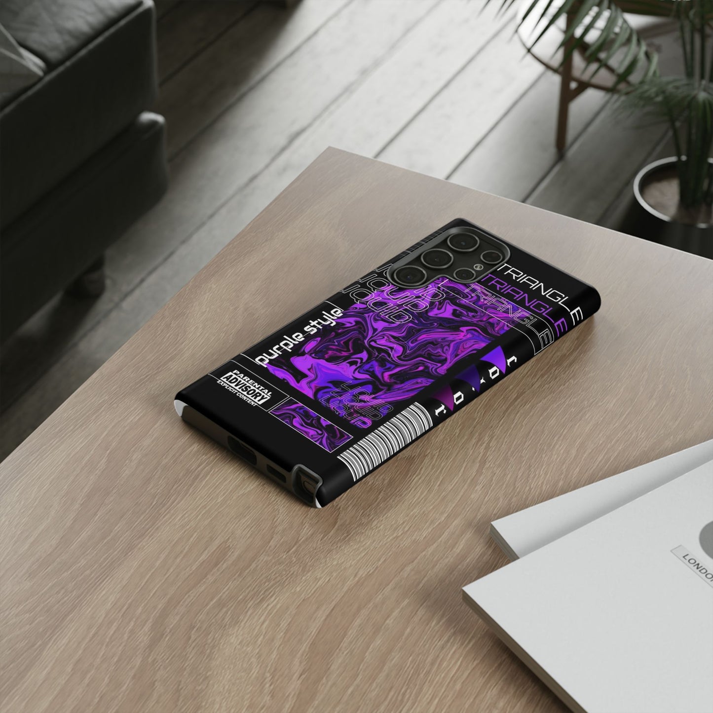Abstract Purple Liquid Phone Case, Tough Phone Cover, Trendy Phone Accessory, Unique Gift for Tech Lovers, Modern Design for All Occasions