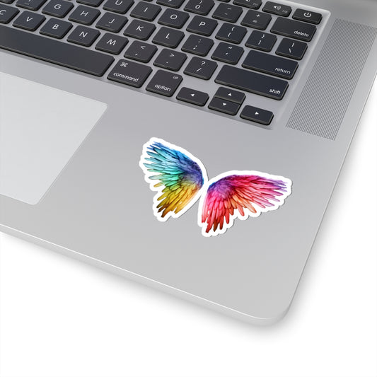 Rainbow Wings Kiss-Cut Stickers | Colorful Angel Wing Decals for Laptops, Water Bottles, Journals, Gifts, Party Favors