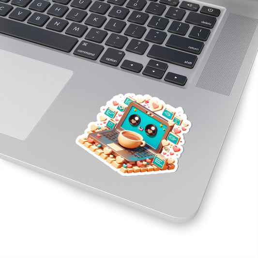 Cute Laptop Lover Kiss-Cut Stickers, Sticker for Laptops, Heart Decor, Gift for Students, Cute Office Supplies, Love Themed Stickers
