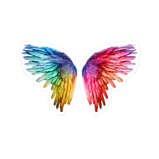 Rainbow Wings Kiss-Cut Stickers | Colorful Angel Wing Decals for Laptops, Water Bottles, Journals, Gifts, Party Favors