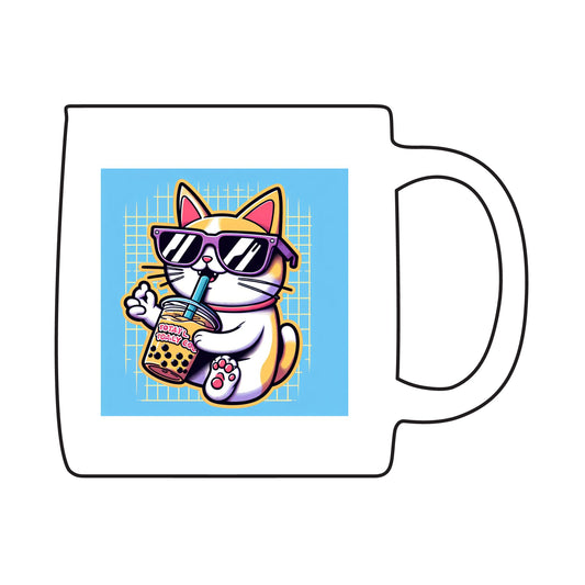 Cool Cat Coffee Mug - Fun Ceramic Tea Cup, Cat Lover Gift, Cute Pet Mug, Unique Home Decor, Engraved Drinkware