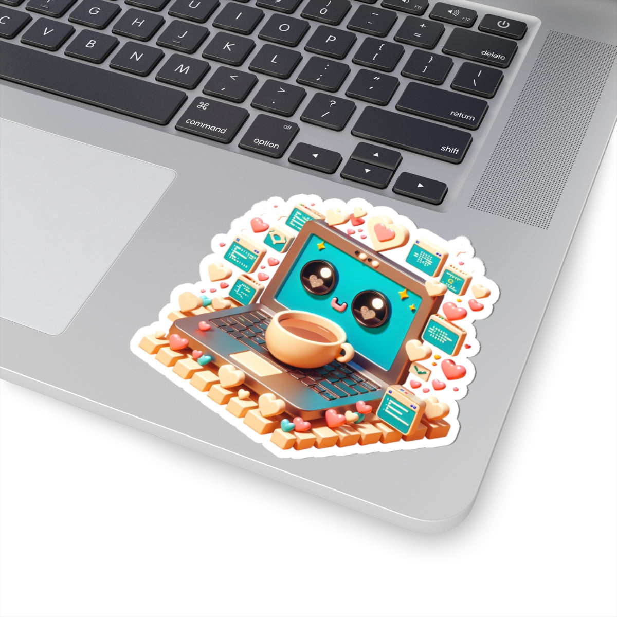 Cute Laptop Lover Kiss-Cut Stickers, Sticker for Laptops, Heart Decor, Gift for Students, Cute Office Supplies, Love Themed Stickers