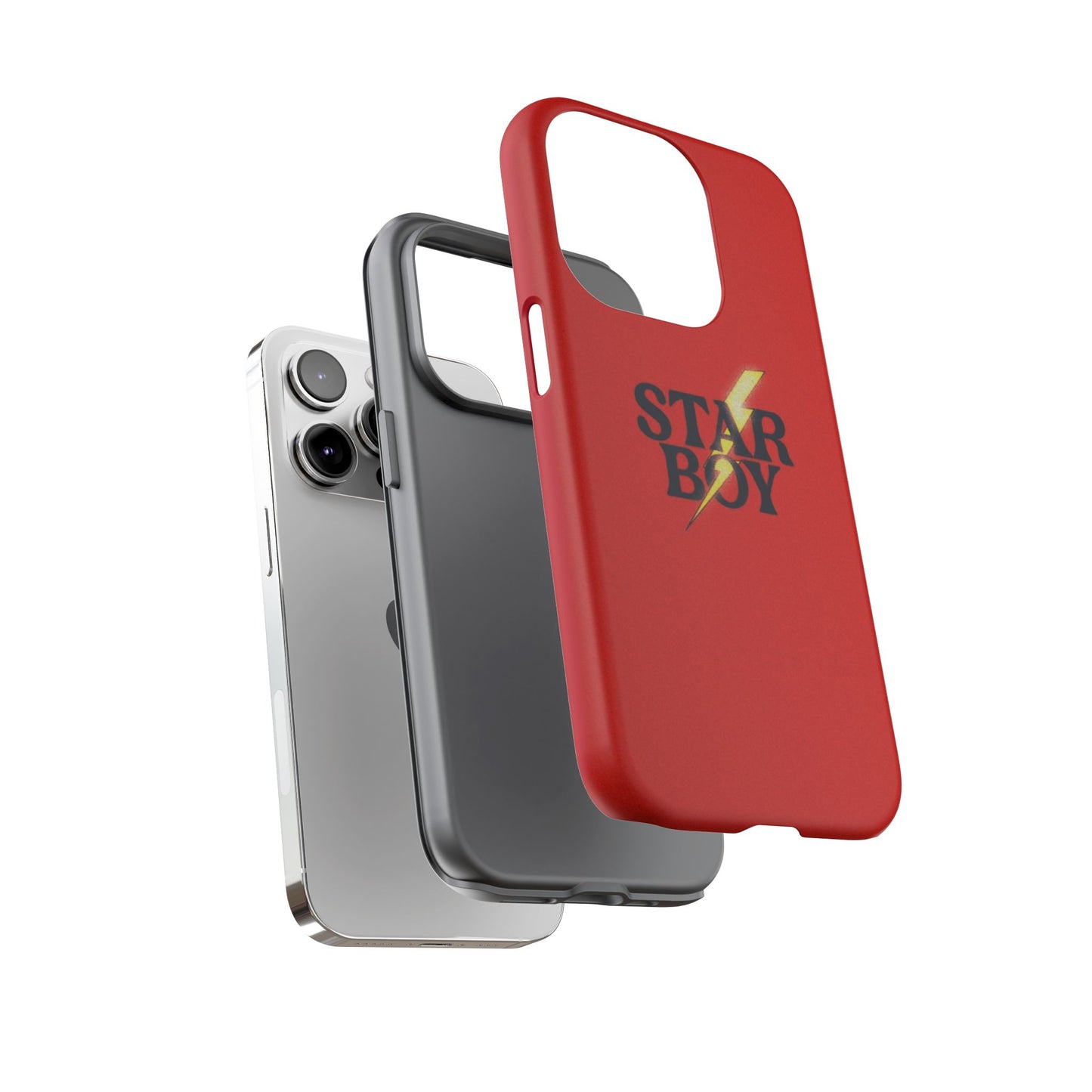 Star Boy Tough Phone Case, Red Color, Protective Phone Cover, Hard Shell Case, Unique Gift for Him, Phone Accessories