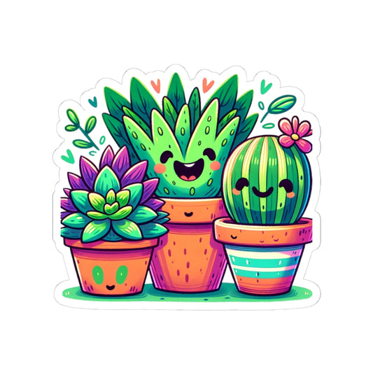 Sticker Set - Smiling Potted Plants Doodle Friends
