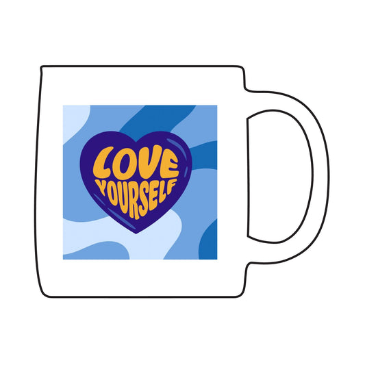 Love Yourself Glass Coffee Mug - Motivational Heart Design, Perfect Gift for Self-Care, Birthdays, Inspirational Coffee Cup