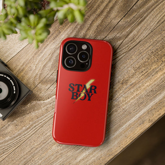 Star Boy Tough Phone Case, Red Color, Protective Phone Cover, Hard Shell Case, Unique Gift for Him, Phone Accessories