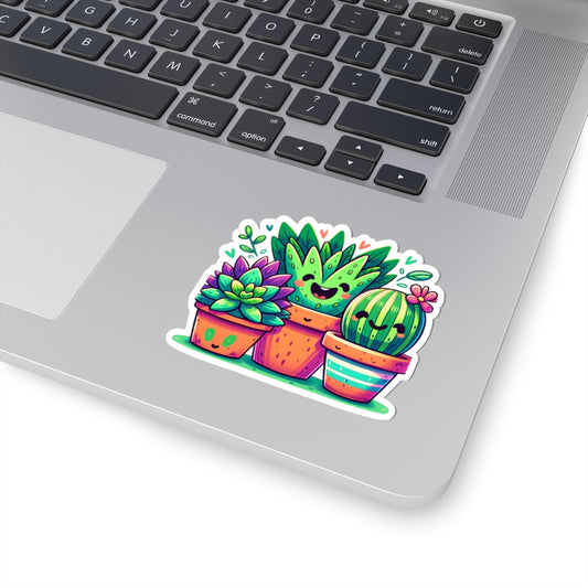 Sticker Set - Smiling Potted Plants Doodle Friends